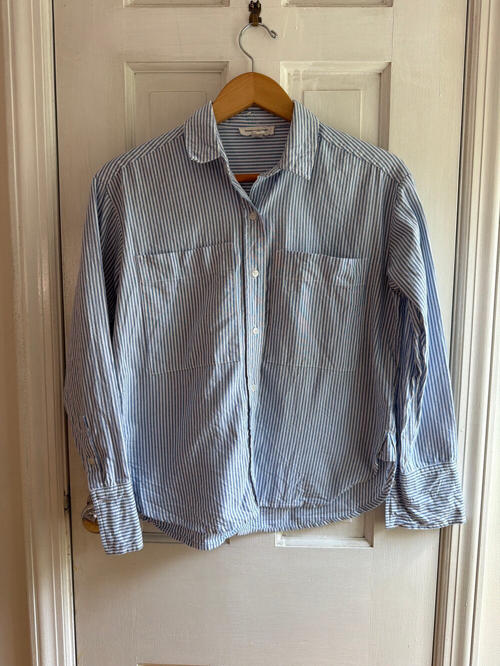 Beachlunchlounge White & Black Striped Long Sleeve Button Up Size XS
